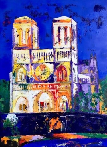 Schilderij getiteld "Notre Dame" door Julie D'Aragon, Origineel Kunstwerk, Olie