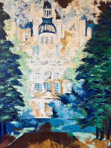 Peinture intitulée "Brume sur Chambord" par Julie D'Aragon, Œuvre d'art originale, Huile