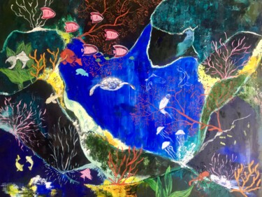 Pittura intitolato "En eaux claires" da Julie D'Aragon, Opera d'arte originale, Olio