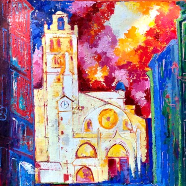 Pittura intitolato "Cathédrale Saint-Et…" da Julie D'Aragon, Opera d'arte originale, Olio Montato su Telaio per barella in l…