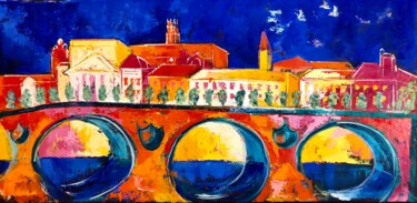 Painting titled "Pont Neuf (Toulouse)" by Julie D'Aragon, Original Artwork, Oil