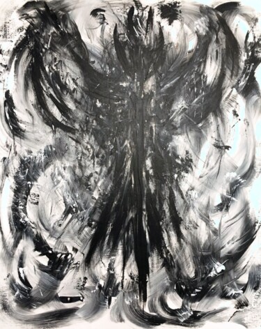 Painting titled "L'Aigle Noir" by Julie Dratwiak, Original Artwork, Acrylic