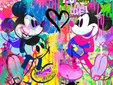 Цифровое искусство под названием "Pop Art Mickey Kuns…" - Julie Duke, Подлинное произведение искусства, Цифровая живопись