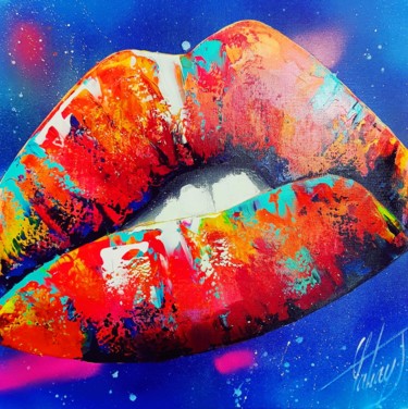 Painting titled "Colorful Lips" by Julie Galiay, Original Artwork, Acrylic