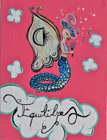 Painting titled "Equilibre" by Julie Gosse, Original Artwork, Acrylic Mounted on Wood Stretcher frame