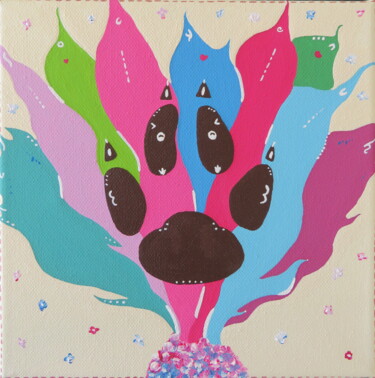 Картина под названием "Fox Footprint" - Julie Gosse, Подлинное произведение искусства, Акрил Установлен на Деревянная рама д…