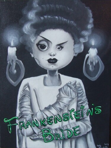Painting titled "Frankenstein bride" by Julie Mallard (Elisabetha), Original Artwork, Acrylic