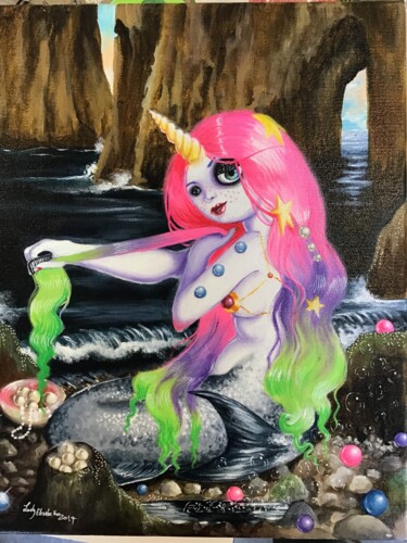 Painting titled "The mermaid" by Julie Mallard (Elisabetha), Original Artwork, Acrylic