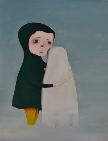 Malerei mit dem Titel "Mon petit fantôme" von Julie M, Original-Kunstwerk, Acryl Auf Keilrahmen aus Holz montiert