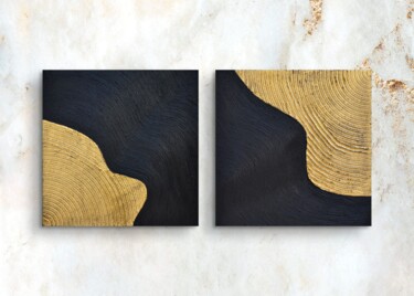 Картина под названием "Golden coasts" - Julie Max, Подлинное произведение искусства, Акрил Установлен на Деревянная рама для…