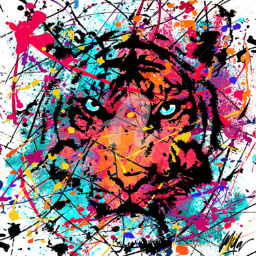 Malerei mit dem Titel "Splashy Tiger" von Julie-Mila Bouffard ( Mila ), Original-Kunstwerk, Acryl