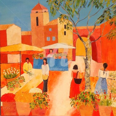 Painting titled "" Samedi en Provenc…" by Julie Pioch, Original Artwork, Oil