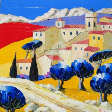 Peinture intitulée "" Chemin des Olivie…" par Julie Pioch, Œuvre d'art originale, Huile