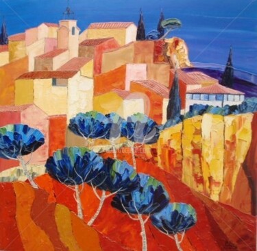 Peinture intitulée ""  Roussillon  "" par Julie Pioch, Œuvre d'art originale, Huile