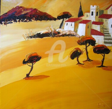 Peinture intitulée "Campos de Oro" par Julie Pioch, Œuvre d'art originale, Huile