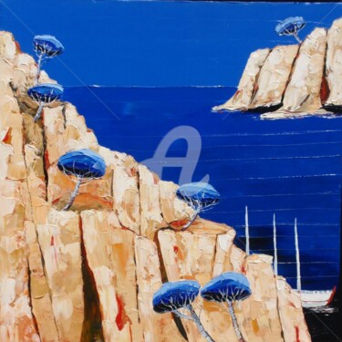 Peinture intitulée ""  Méditerranée  "" par Julie Pioch, Œuvre d'art originale, Huile