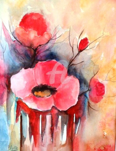 Painting titled ""  Eclats de couleu…" by Julie Pioch, Original Artwork, Watercolor