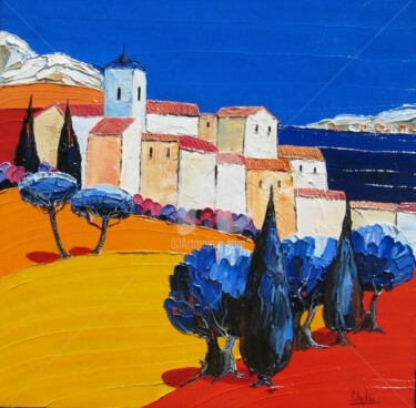 Peinture intitulée "" Méditerranée "" par Julie Pioch, Œuvre d'art originale, Huile