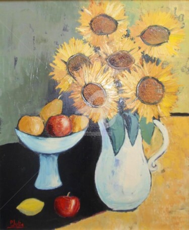 Painting titled "" Bouquet des Solei…" by Julie Pioch, Original Artwork, Oil