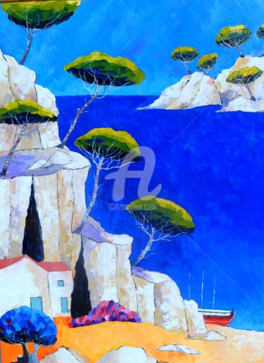 Peinture intitulée "Méditerranée " Les…" par Julie Pioch, Œuvre d'art originale, Huile