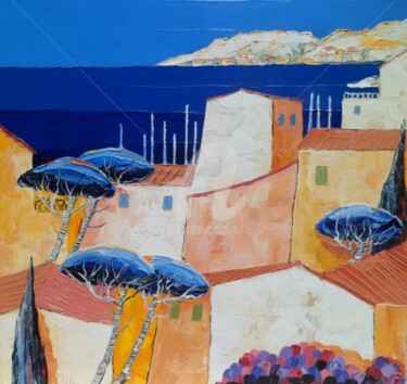 Painting titled "" Méditerranée  "" by Julie Pioch, Original Artwork, Oil