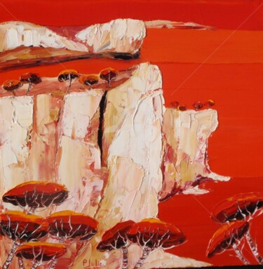 Peinture intitulée "" Calanques Rouges "" par Julie Pioch, Œuvre d'art originale, Huile