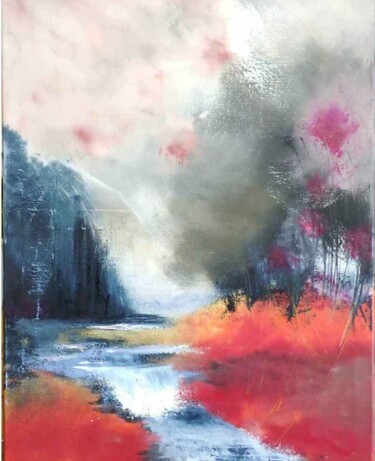 Malerei mit dem Titel "la rose rouge..." von Julie Segura, Original-Kunstwerk, Öl