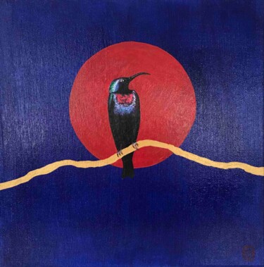 Pittura intitolato "Hummingbird" da Julie Stepanova, Opera d'arte originale, Acrilico Montato su Telaio per barella in legno
