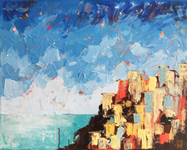 Pintura titulada "Old port city" por Julie Stepanova, Obra de arte original, Acrílico Montado en Bastidor de camilla de made…