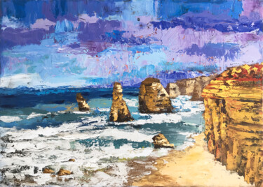 Painting titled "The Twelve Apostles" by Julie Stepanova, Original Artwork, Acrylic Mounted on Wood Stretcher frame