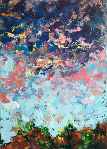 Painting titled "Sky" by Julie Stepanova, Original Artwork, Acrylic Mounted on Wood Stretcher frame