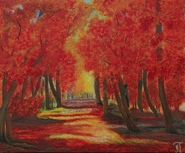 Картина под названием "Flamboyance automna…" - Julie Tonnellier, Подлинное произведение искусства, Акрил Установлен на Дерев…