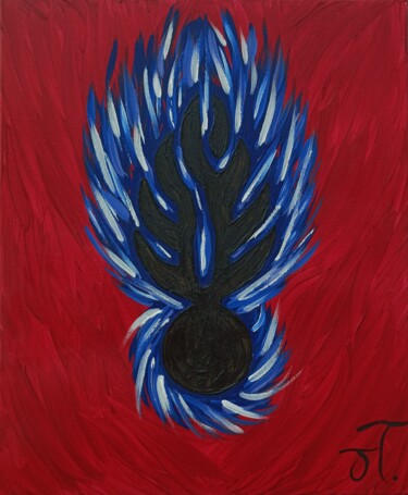 Картина под названием "Grenade" - Julie Tonnellier, Подлинное произведение искусства, Акрил Установлен на Деревянная рама дл…