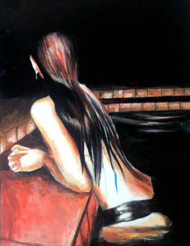 Картина под названием "Minuit" - Julie Vandeputte, Подлинное произведение искусства, Акрил Установлен на Деревянная рама для…