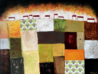 Картина под названием "Campagne" - Julie Vandeputte, Подлинное произведение искусства, Масло Установлен на Деревянная рама д…