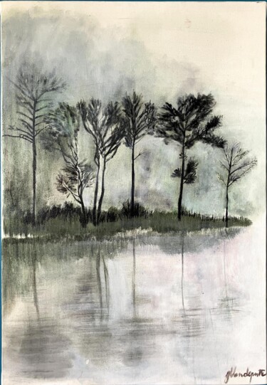 Картина под названием "Hiver" - Julie Vandeputte, Подлинное произведение искусства, Масло Установлен на Деревянная рама для…