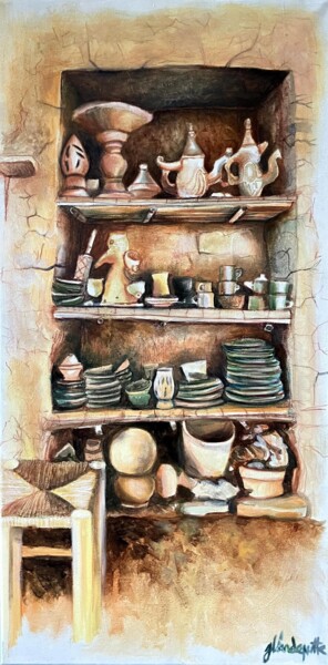 Painting titled ""L'atelier"" by Julie Vandeputte, Original Artwork, Oil