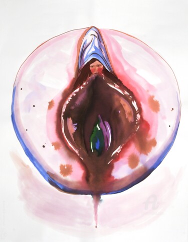 Peinture intitulée "Pêche velours, Vuln…" par Les Vulnérables, Œuvre d'art originale, Encre