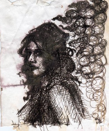 Drawing titled "autoportrait" by Julie Harnois, Original Artwork