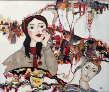 Painting titled "Pensées du jour" by Julie Henrio, Original Artwork, Acrylic