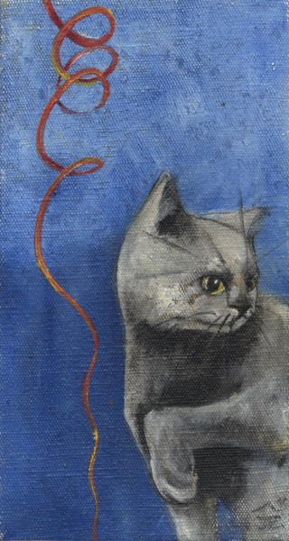 Painting titled ""My Cats" A1Bleu" by Julie Ellama Clerc, Original Artwork, Oil