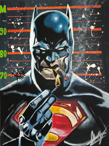 Картина под названием "Super Bat" - Julien Antoine (YOZ), Подлинное произведение искусства, Акрил Установлен на Деревянная р…