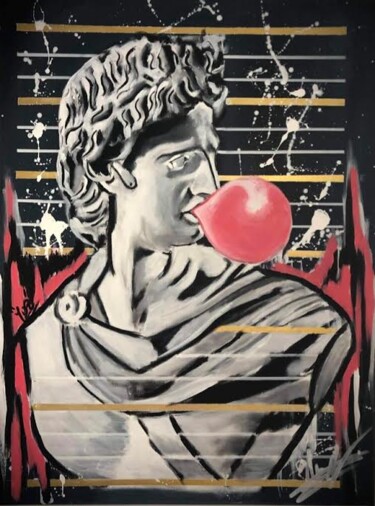 Картина под названием "Buste David" - Julien Antoine (YOZ), Подлинное произведение искусства, Акрил Установлен на Деревянная…