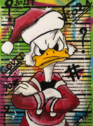 Painting titled "Noël 2021" by Julien Antoine (YOZ), Original Artwork, Acrylic Mounted on Wood Stretcher frame