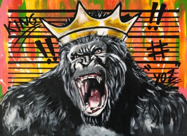 Painting titled "King" by Julien Antoine (YOZ), Original Artwork, Acrylic Mounted on Wood Stretcher frame