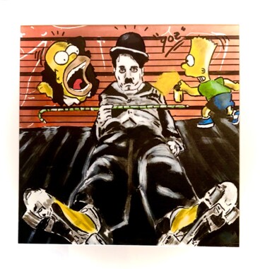 Pintura intitulada "Chaplin et là coule…" por Julien Antoine (YOZ), Obras de arte originais, Acrílico
