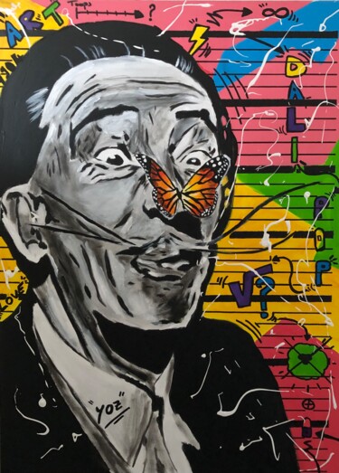 Malerei mit dem Titel "Dali Pop #2" von Julien Antoine (YOZ), Original-Kunstwerk, Acryl Auf Keilrahmen aus Holz montiert