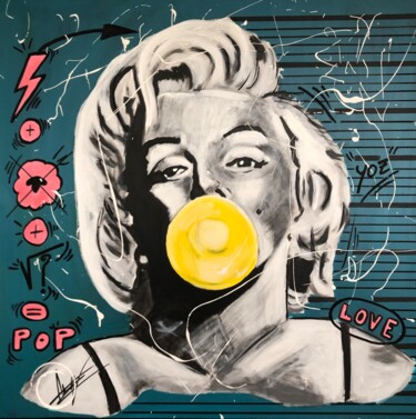 Painting titled "Maryline bulle #3" by Julien Antoine (YOZ), Original Artwork, Acrylic Mounted on Wood Stretcher frame