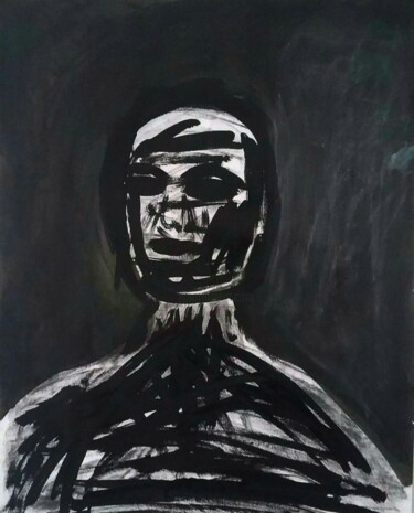 Peinture intitulée "Dans le noir" par Julien.B, Œuvre d'art originale, Acrylique