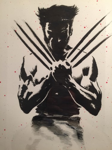 Dessin intitulée "Wolverine" par Julien Burgain, Œuvre d'art originale, Encre